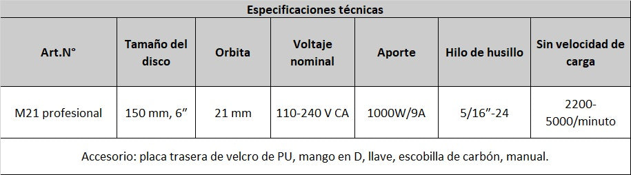 M21 PRO Pulidora de doble acción 6"