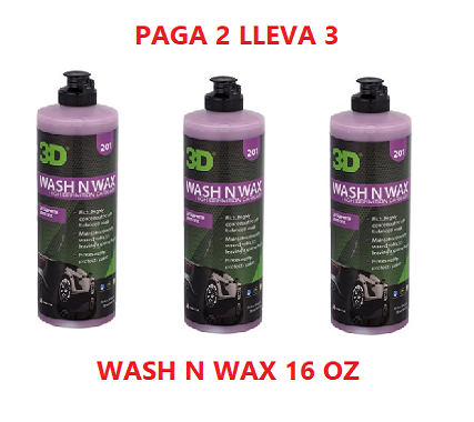 201OZ16 - 3D WASH N WAX 16OZ - SHAMPOO CONCENTRADO CON CERA